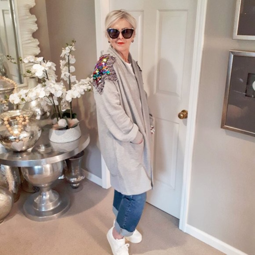 NWT Buffalo David Bitton grey sequin sweatshirt, M